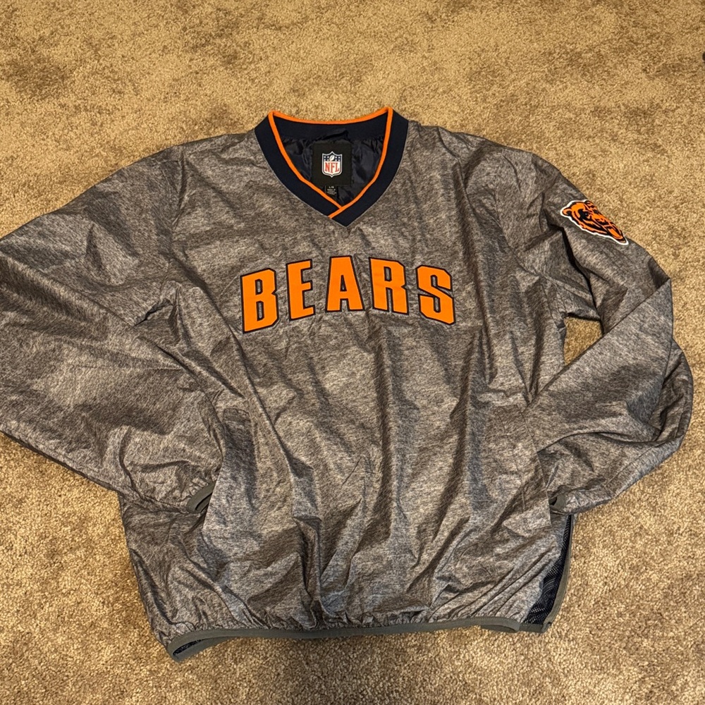 NFL Bears Gray and Orange V-Neck Jacket